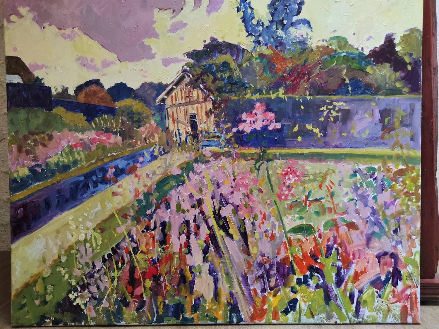 Impressionist landscape painting 'Garden in summer' For Sale 1