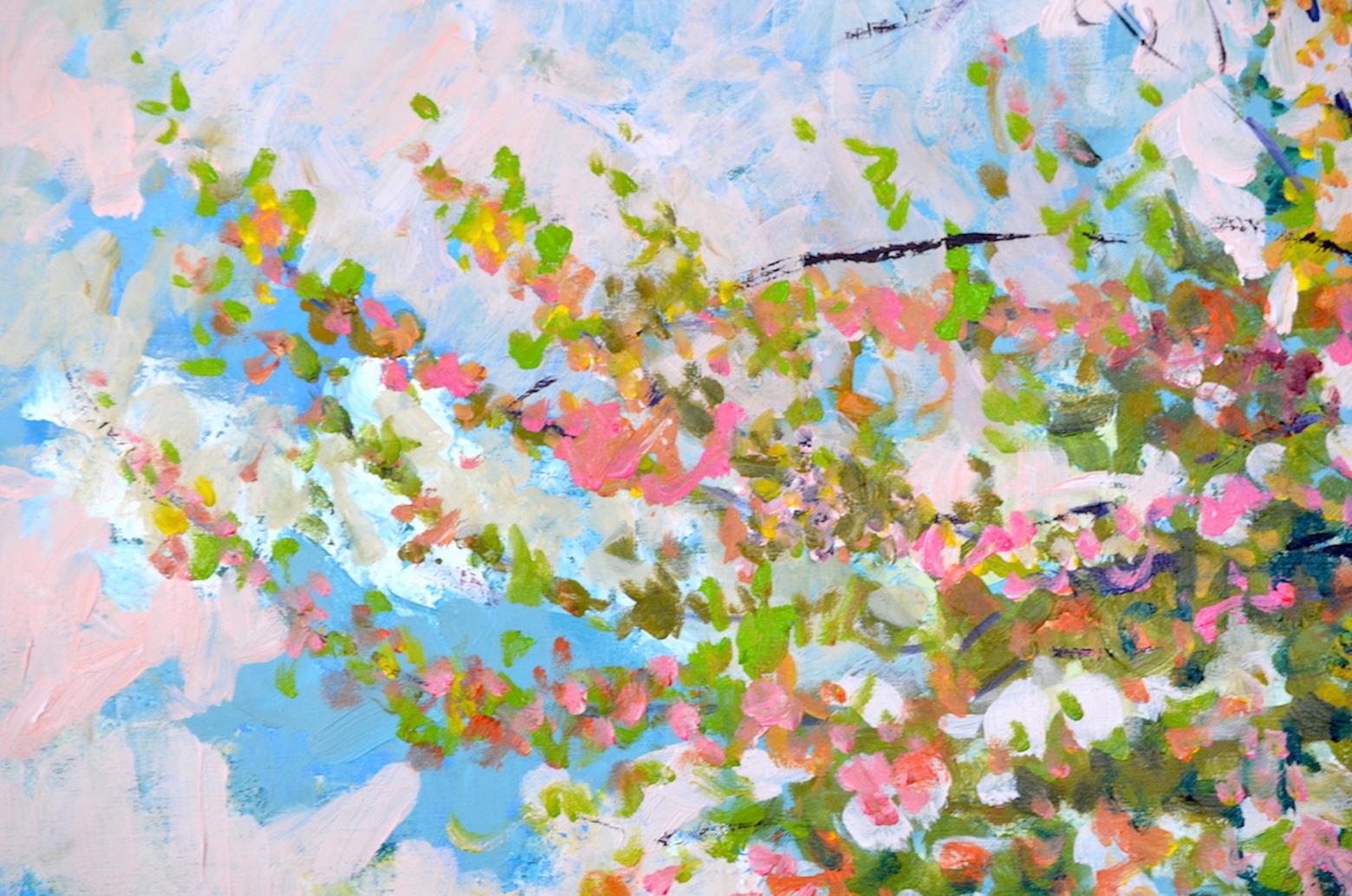 Cette peinture est inspirée des bords de la Marne en France et des ballades artistiques de Linda Clerget. L'œuvre incite ainsi à se reconnecter, à faire une pause, à faire corps avec la nature et le printemps. La toile a été réalisée à l'acrylique