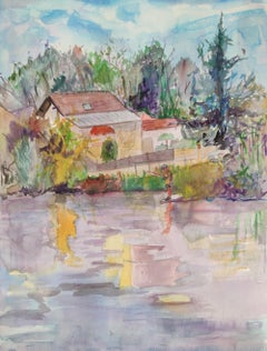 Impressionnist landscape by Linda Clerget 'SERENE SAINT MAMMÈS, FRANCE'