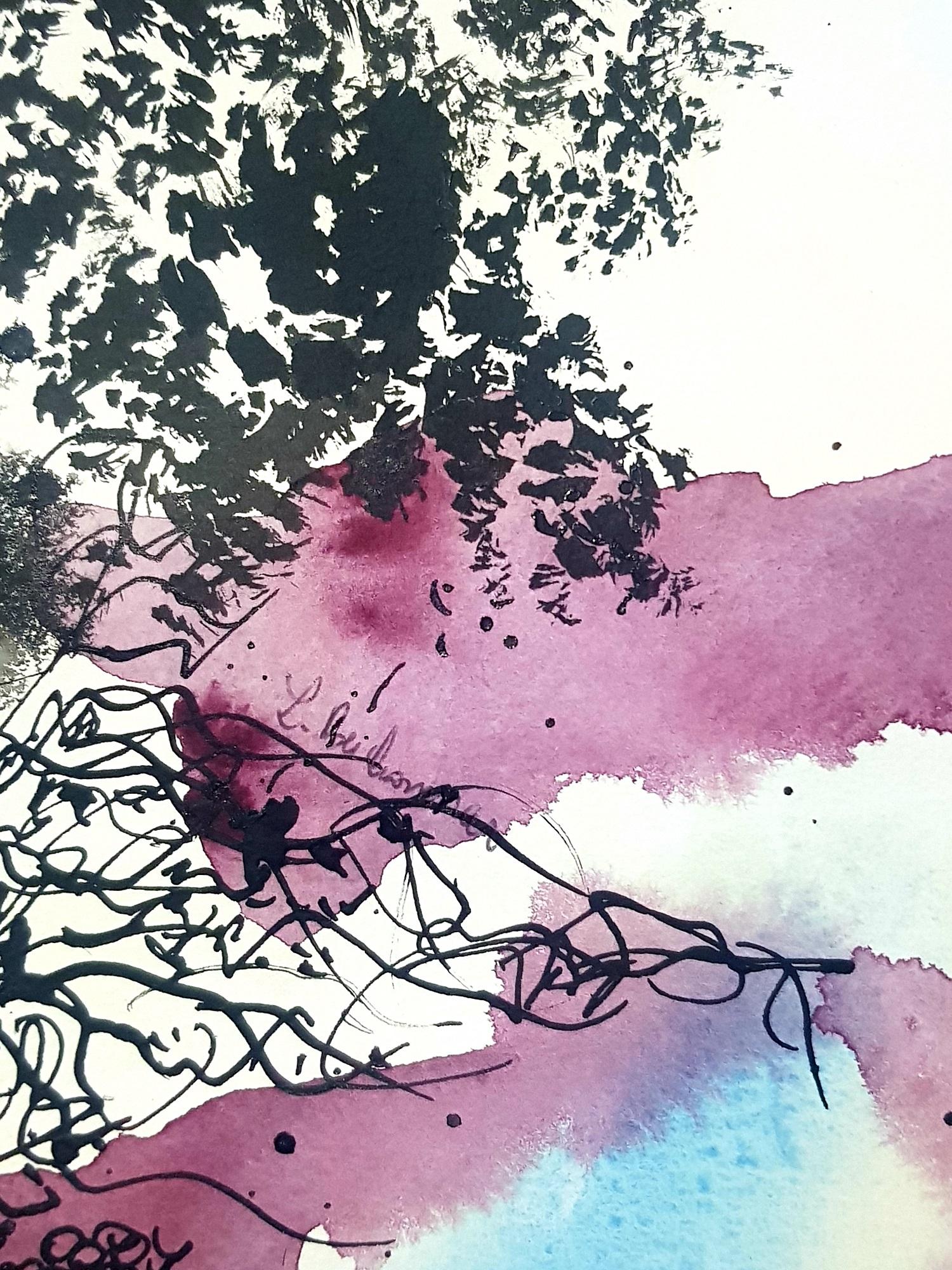 VIAGGIO OLTRE: 'LONTANO' - ACCATTIVANTE CAPOLAVORO AD ACQUERELLO E INCHIOSTRO - Art di Linda Clerget