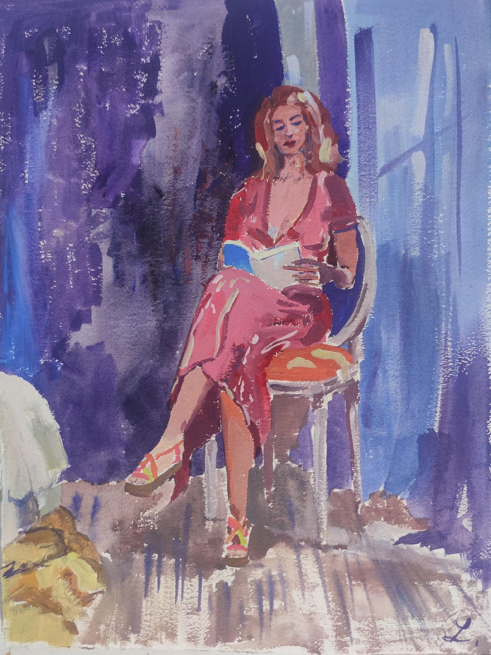 Linda Clerget Portrait Painting - LITERARY SERENITY AT CHÂTEAU D'AUGERVILLE