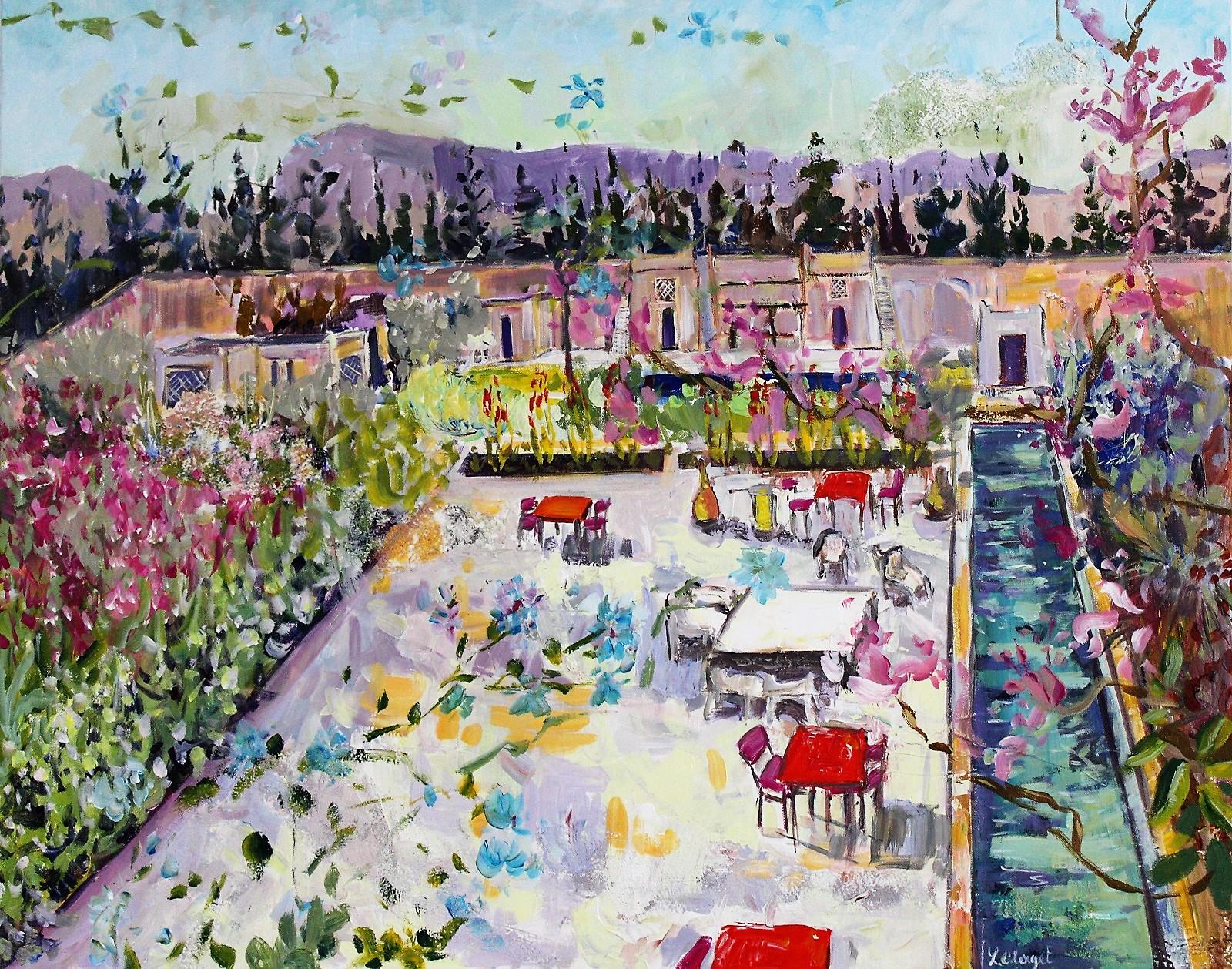 Linda Clerget Landscape Painting - Modern landscape 
Dream of a Morrocan garden
