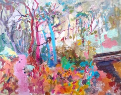 Impressionist outdoor abstract painting about the forest, "My forest, My Muse"