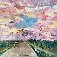 Abstract impressionnist country landscape "On the road to Chapelle-la-Reine"