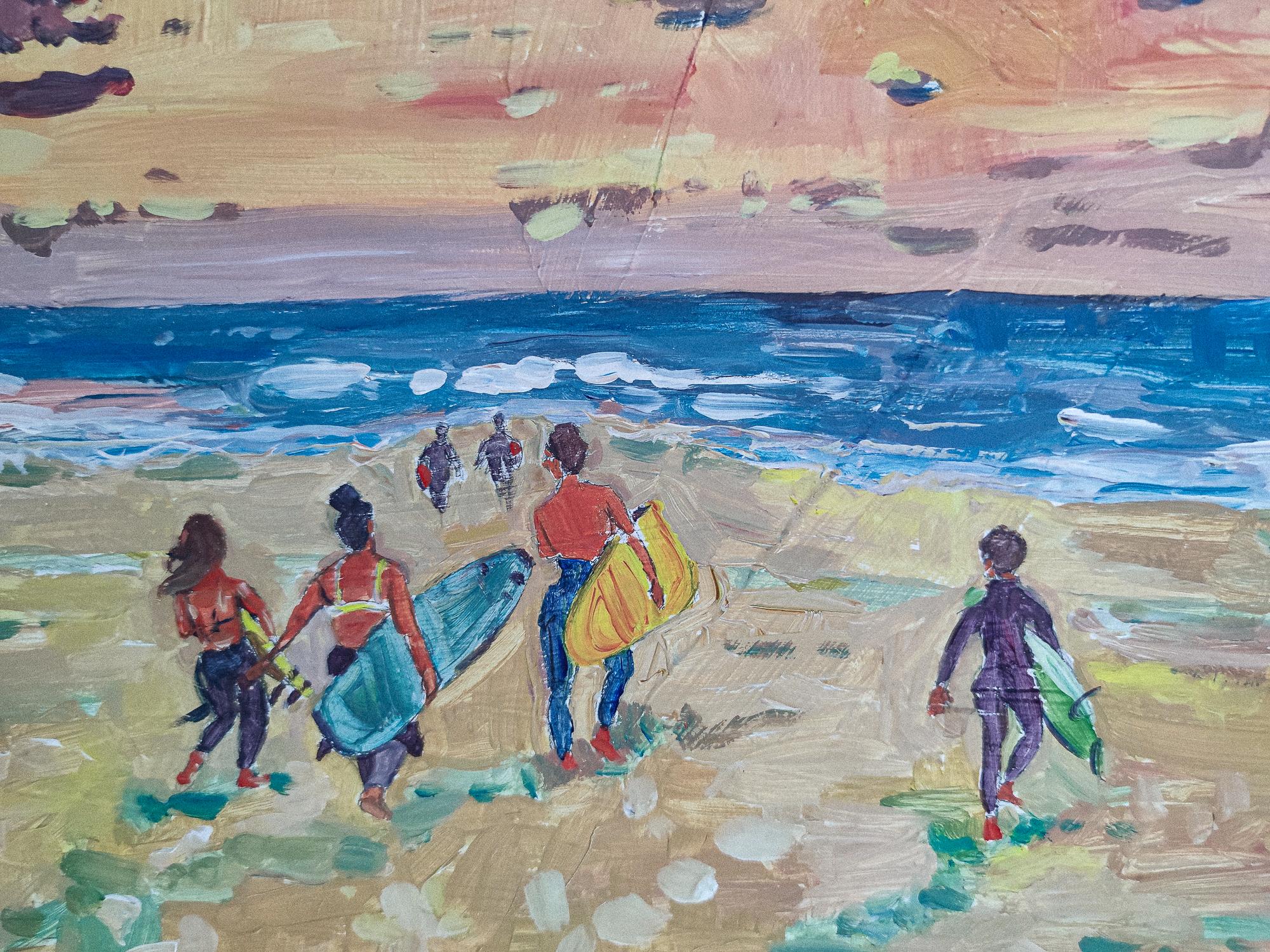 Acrylique sur carton : « One Last Wave » de Linda Clerget en vente 7