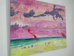 Paysage marin rose vif : "Marine Bubble Gum" - Oeuvre originale de Linda Clerget