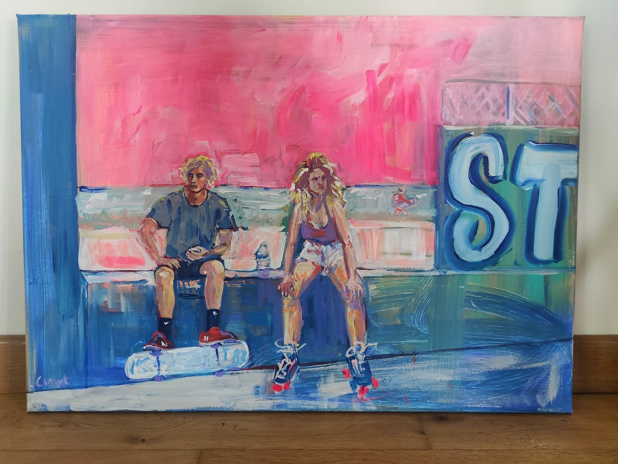 
Cette peinture est tirée de la série 'Rollers & Skate'. Elle est réalisée avec de la peinture acrylique alla prima sur une toile de coton. La peinture s'inspire de la culture californienne du skate et du roller des années 70.

Linda Clerget se