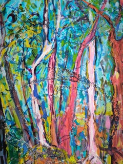 Paysage contemporain néo-impressionniste de la forêt de Fontainebleau "Forest Sanctuary"