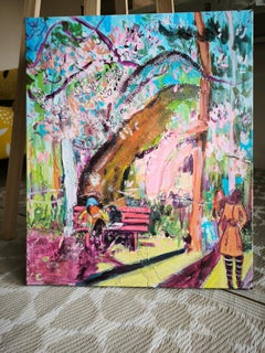 'Evasion at the Parc Floral' Acrylic Painting, Neo-Impressionist, 21st Century