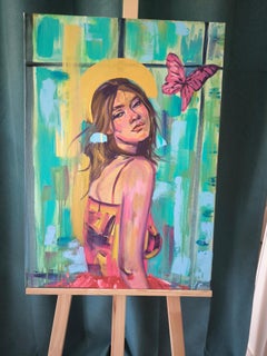 Metamorfosis: Retrato figurativo contemporáneo en acrílico, 70x50cm