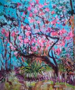 'The Long-Awaited Magnolia' Acrylic Painting, Neo-Impressionist, 21st Century