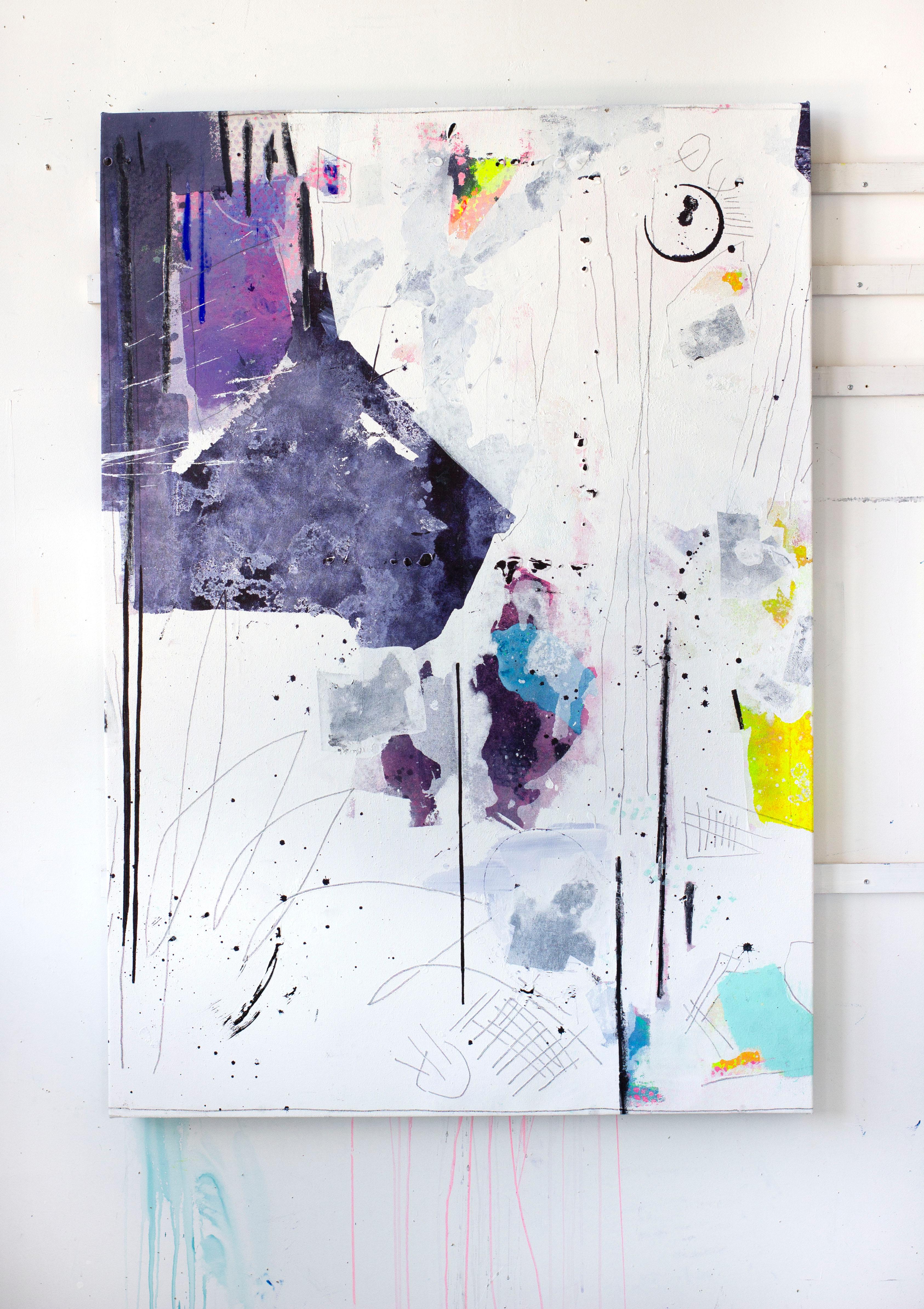 Linda Colletta - Betwixt I, Acrylic, Oil, Graphite, Spray Paint on Canvas,  Signed at 1stDibs