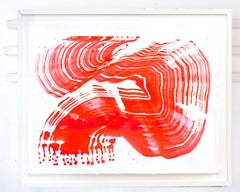 Neon Vermillion III, Acrylic on Arches Paper, Gallery White Frame, Float Mount
