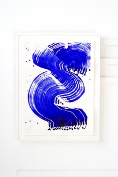 Sapphire V, Acrylic on Arches Paper, Gallery White Frame, Float Mount