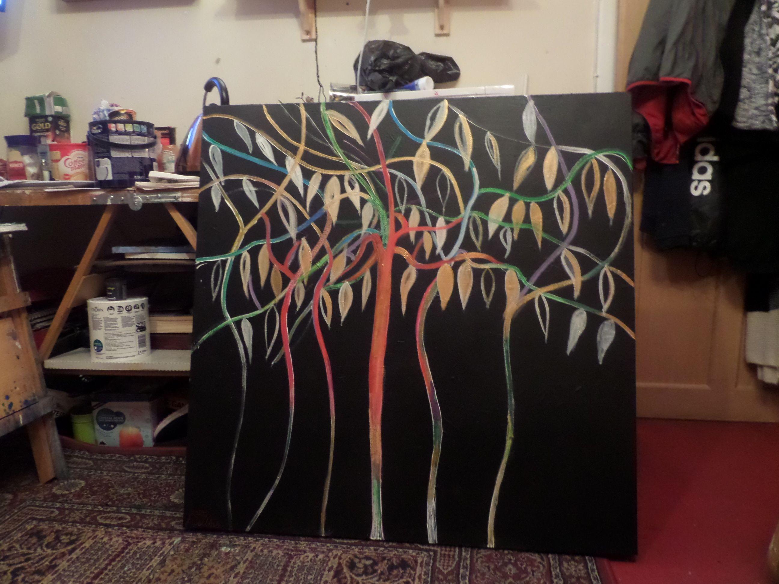 trees of colour, Painting, Acrylic on Canvas For Sale 4