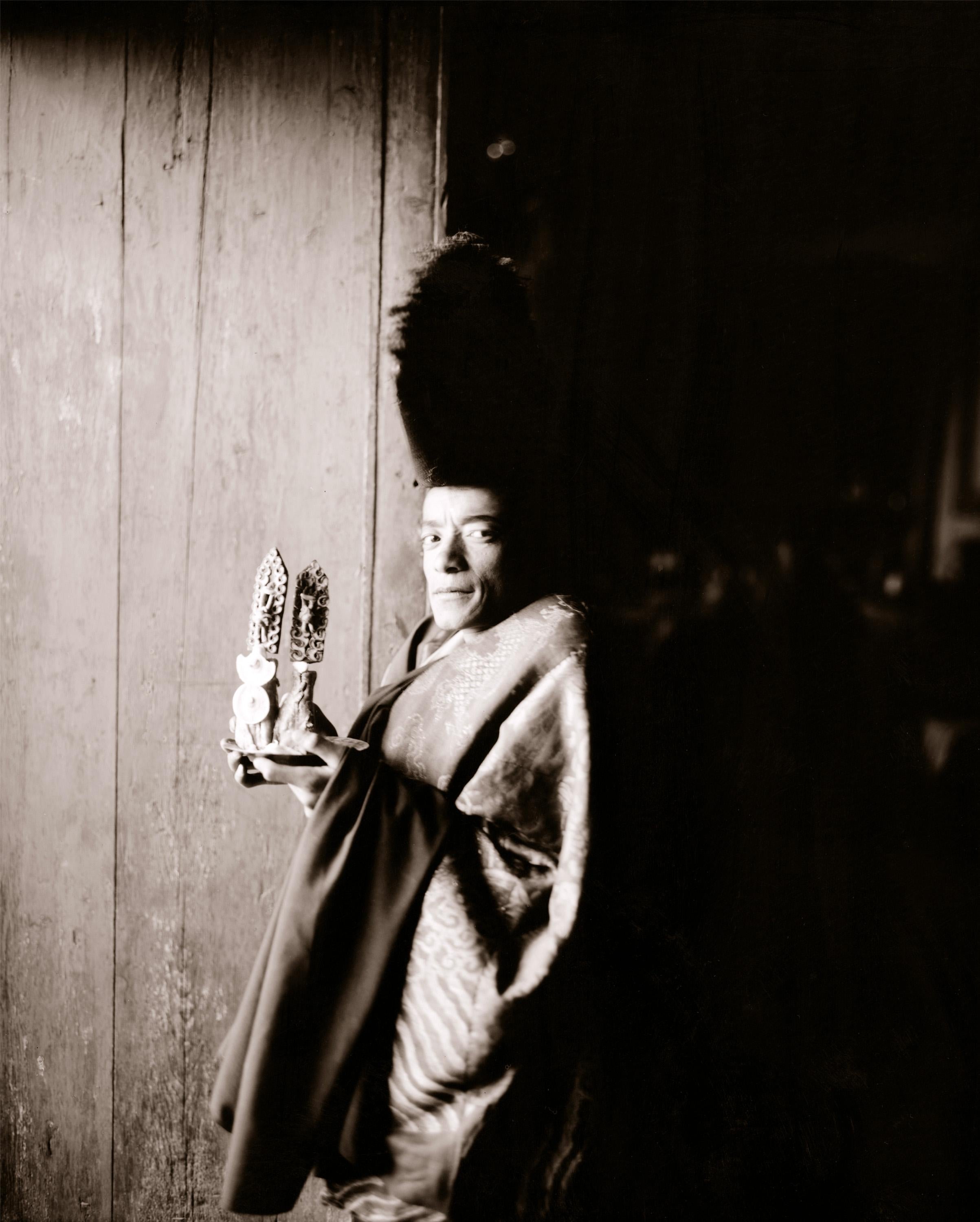 Linda Connor Black and White Photograph - Monk with Torma, Phiyang Monastery, Ladakh, India