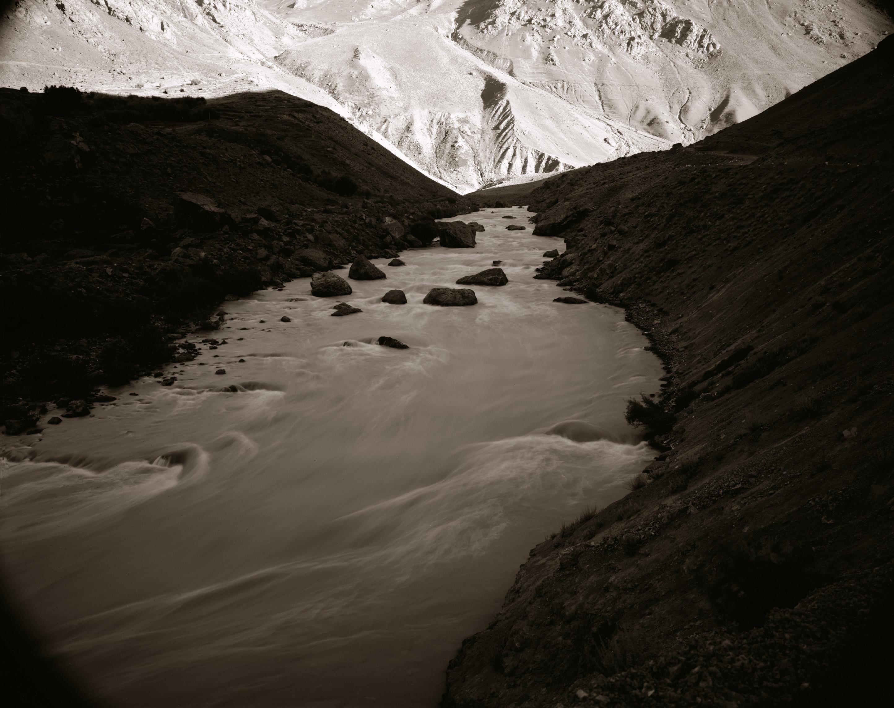 Linda Connor Black and White Photograph - River with Mountains, Ladakh, India