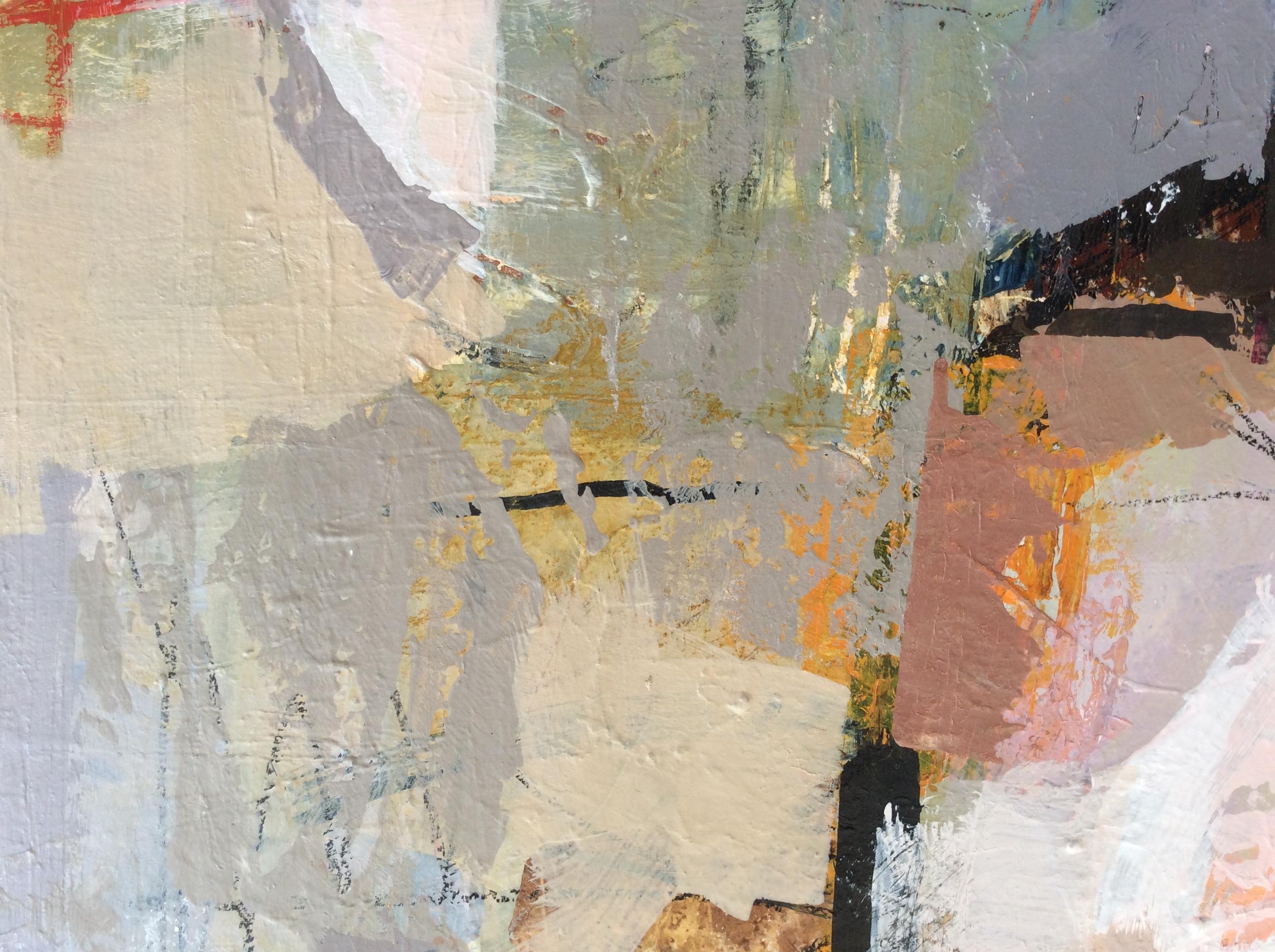 Poetry of life - diptych 2 (Abstrac Painting) - Beige Abstract Painting by Linda Coppens
