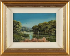 20th Century Miniature Oil Painting of an English River Scene by British Artist