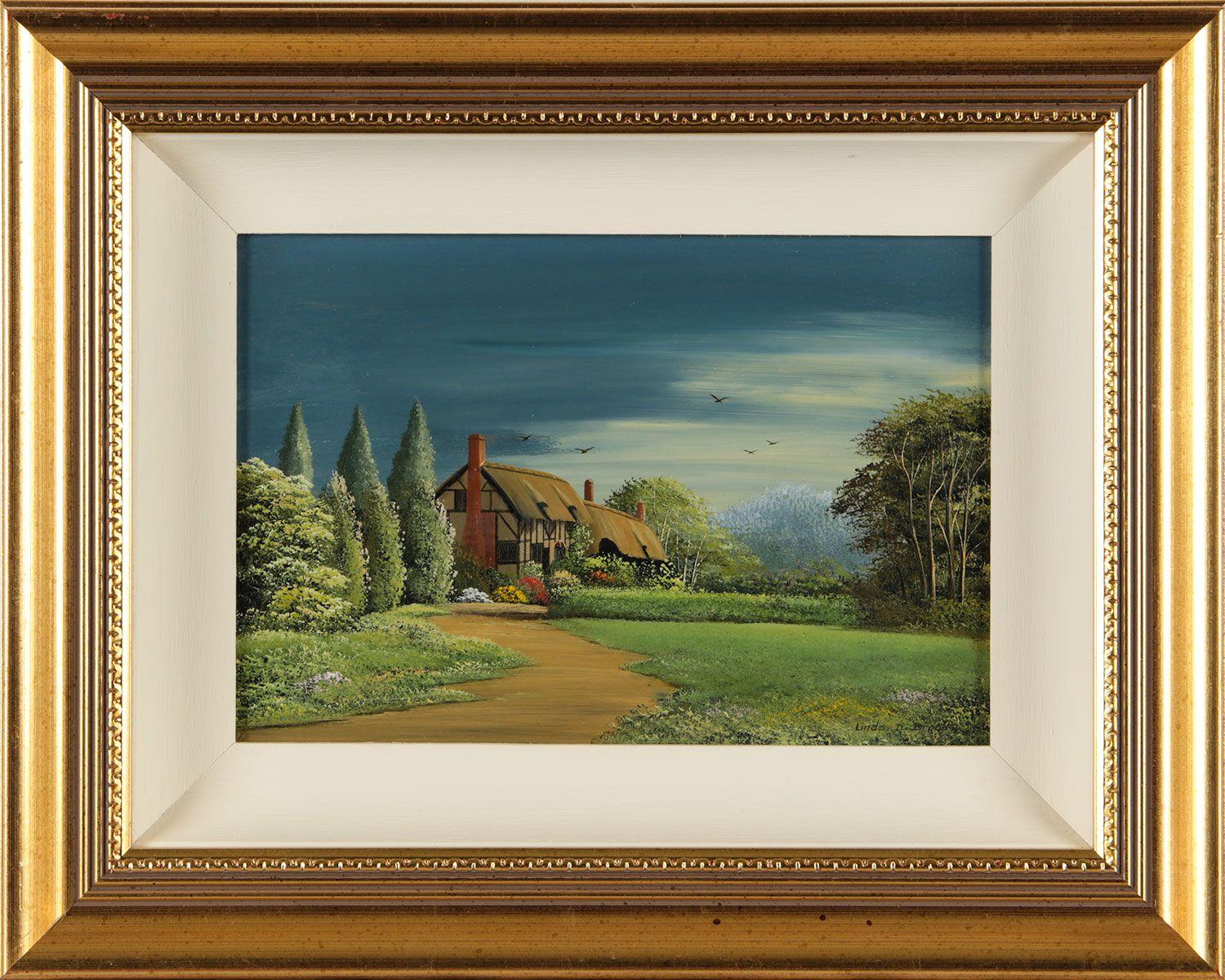 20th Century Oil Painting of an English Thatched Farm House by British Artist 1