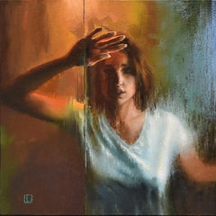 « Kingdom of Glass » de Linda Delahaye, peinture à l'huile originale, portrait de femme