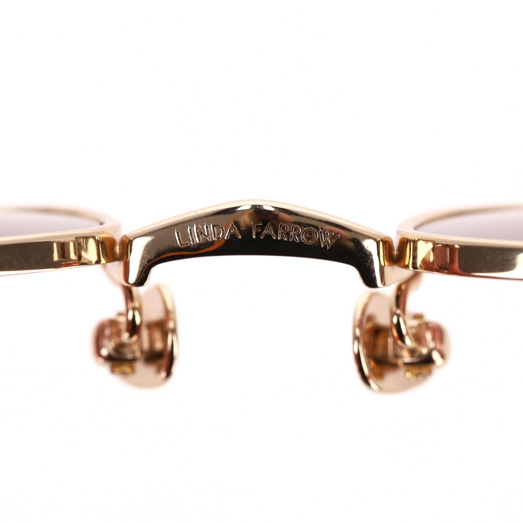 Linda Farrow 22k vergoldete Shelby-Sonnenbrille mit Schildpatt-Armen und Schildpatt-Armen Damen