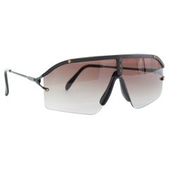 LINDA FARROW black gradient futuristic angular half frame black metal sunglasses