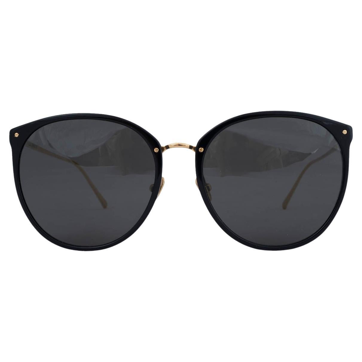 LINDA FARROW black THE KING oval Sunglasses 5965 For Sale