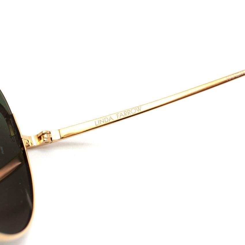 Linda Farrow Colt Petrol Lens Yellow Gold Aviator Sunglasses In New Condition For Sale In London, GB
