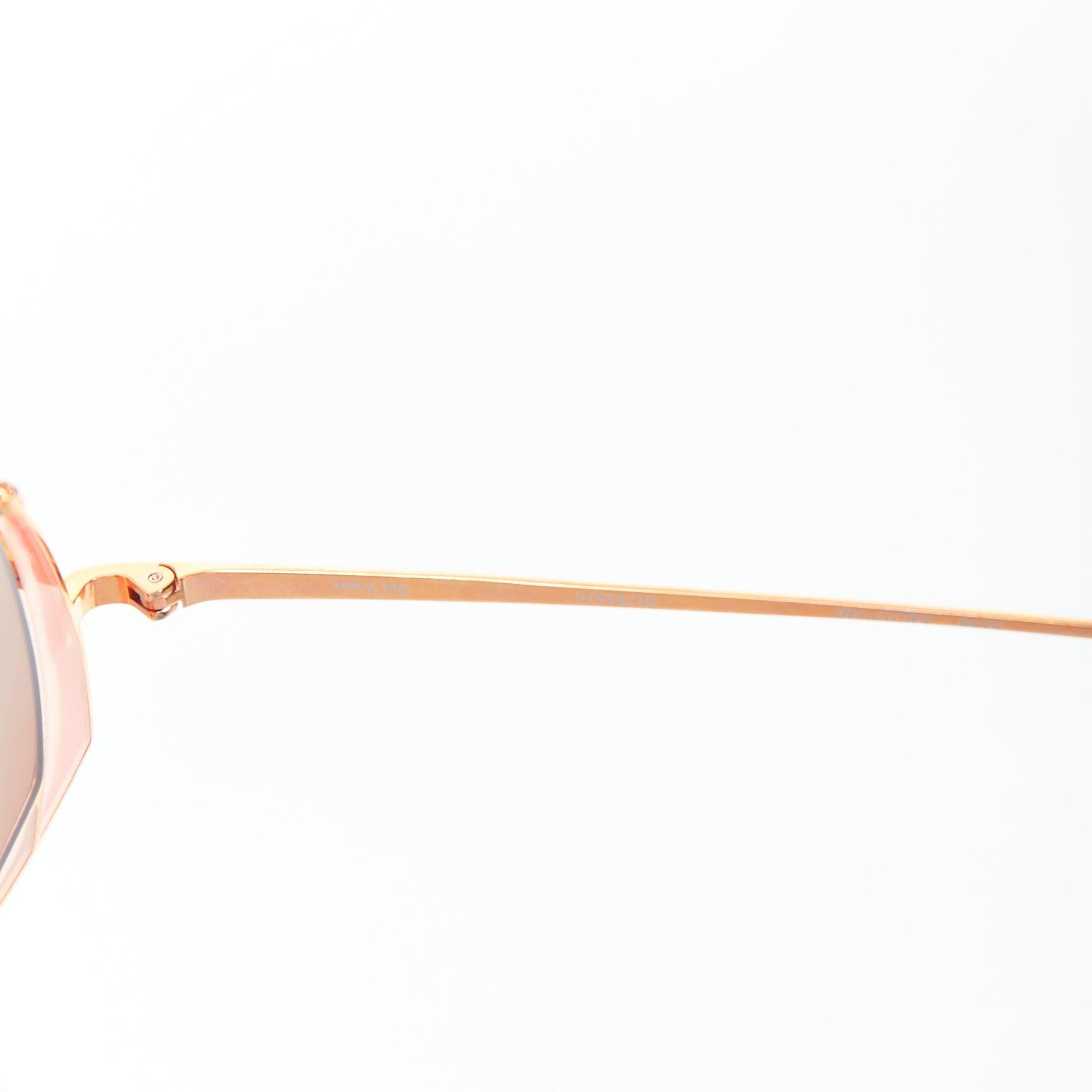 LINDA FARROW Des Voeux LFL855/6 rose gold peach cat eye sunglasses For Sale 5