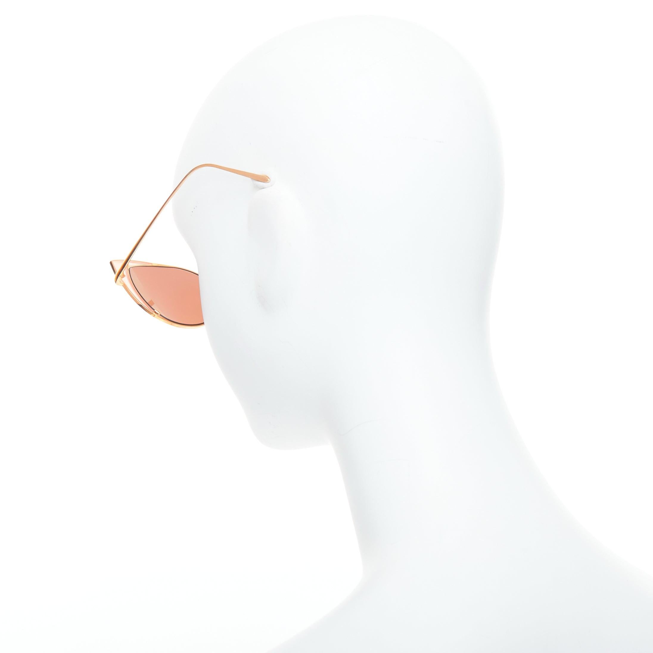 Women's LINDA FARROW Des Voeux LFL855/6 rose gold peach cat eye sunglasses For Sale