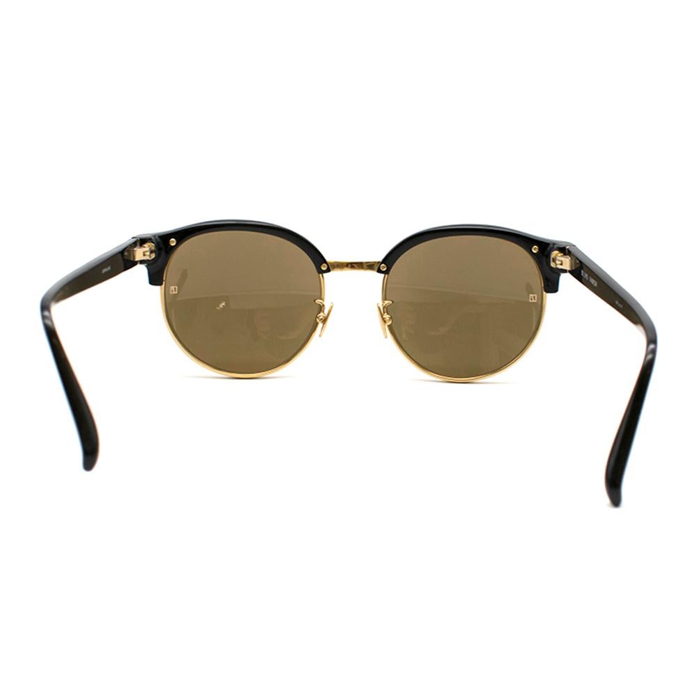 Women's Linda Farrow Gold & Black Mirrored Sunglasses 