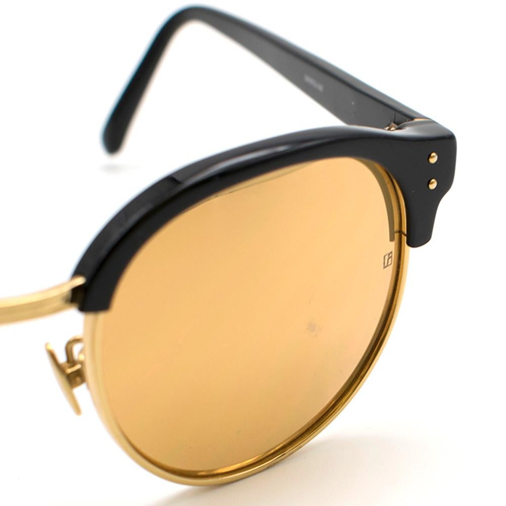 Linda Farrow Gold & Black Mirrored Sunglasses  4