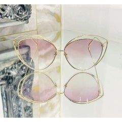 Linda Farrow Gold Plated Cat Eye Sunglasses