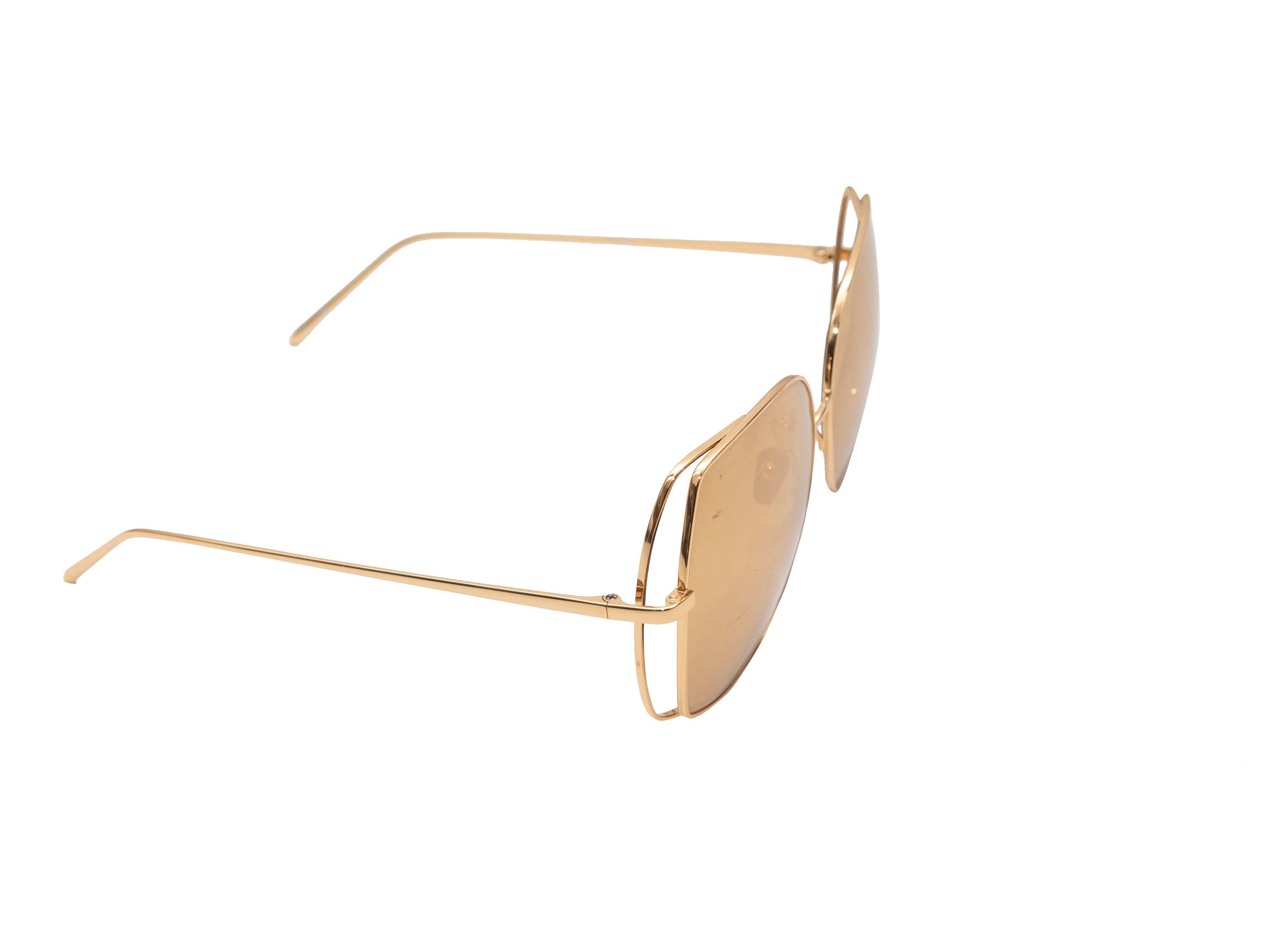 Beige Linda Farrow Gold-Tone Oversized Sunglasses