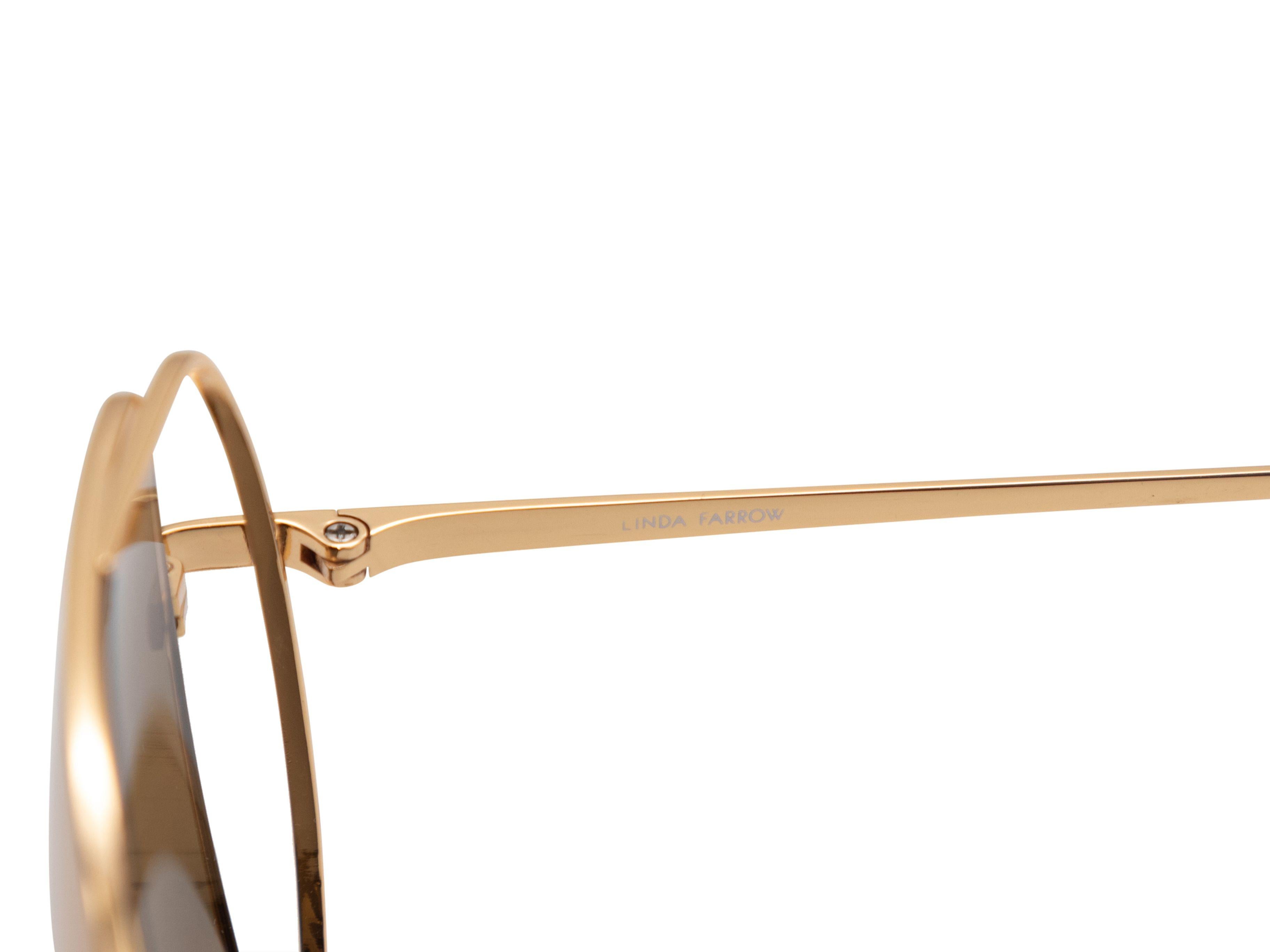 Linda Farrow Gold-Tone Oversized Sunglasses In Good Condition In New York, NY