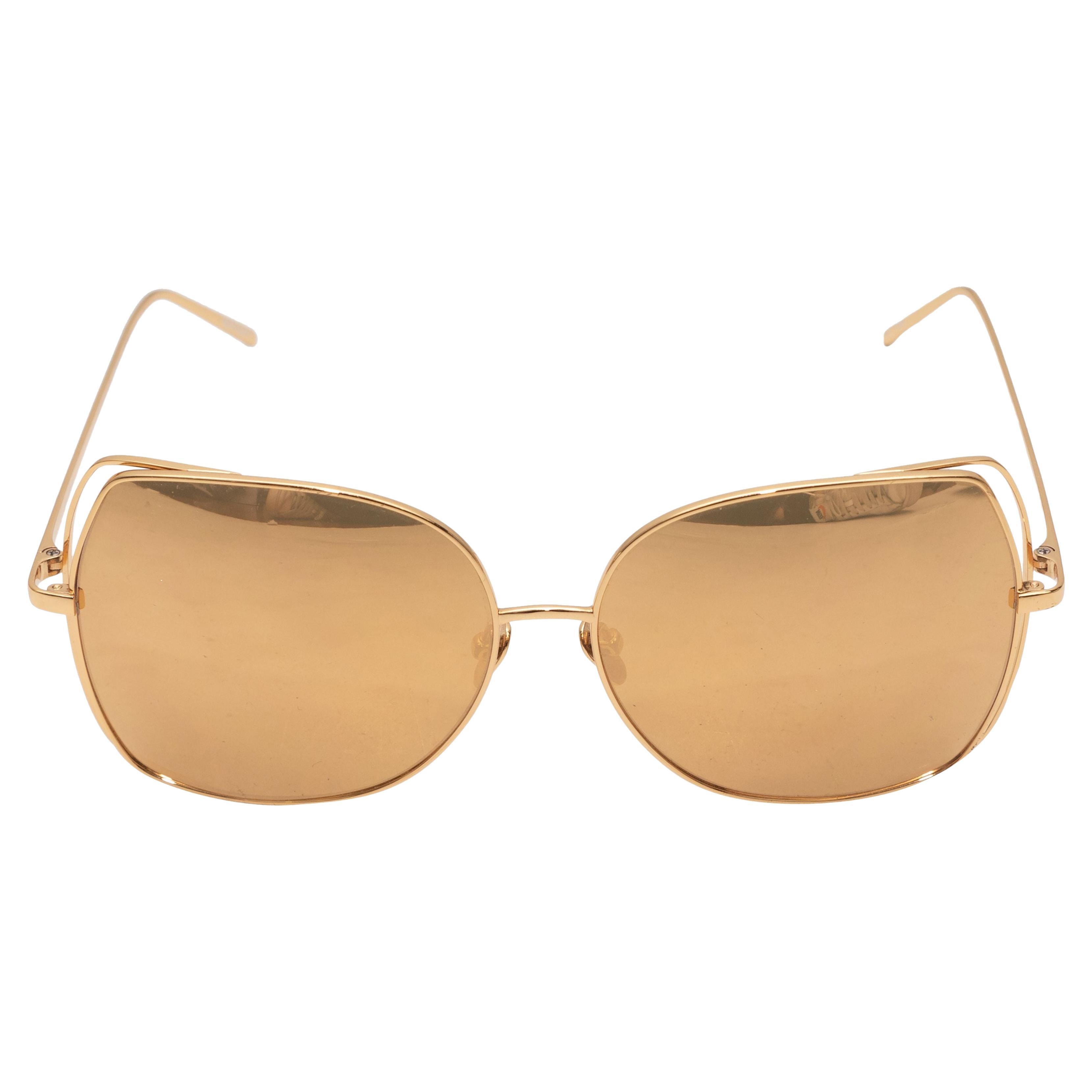 Linda Farrow Gold-Tone Oversized Sunglasses