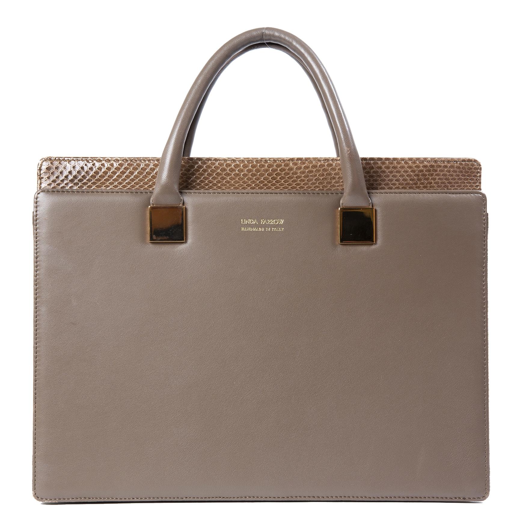 Linda Farrow Grey Anniversary Ayers And Leather Briefcase In Good Condition For Sale In Antwerp, BE