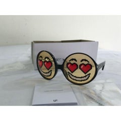 Linda Farrow Jeremy Scott Silberstahl „Teashade“ Rote Smiley Emoticon-Sonnenbrille