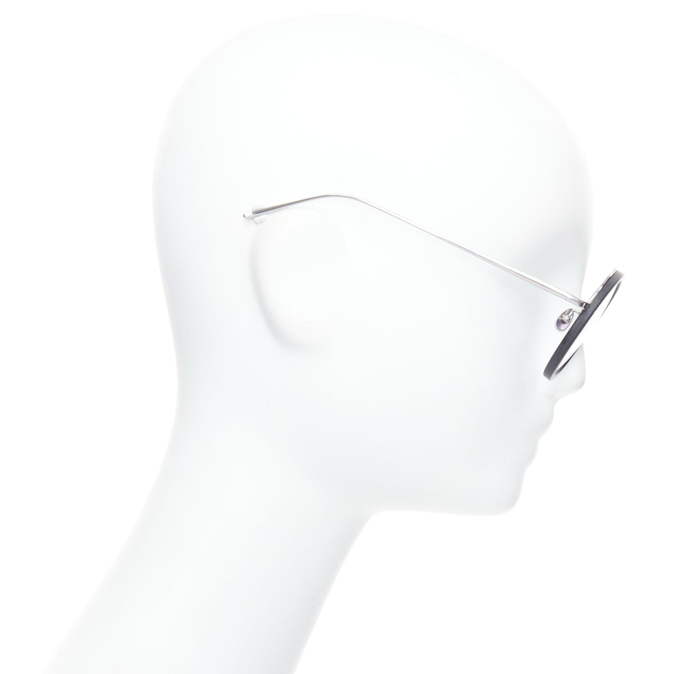Black LINDA FARROW LFL239/21 black matte acetate round optical glasses For Sale