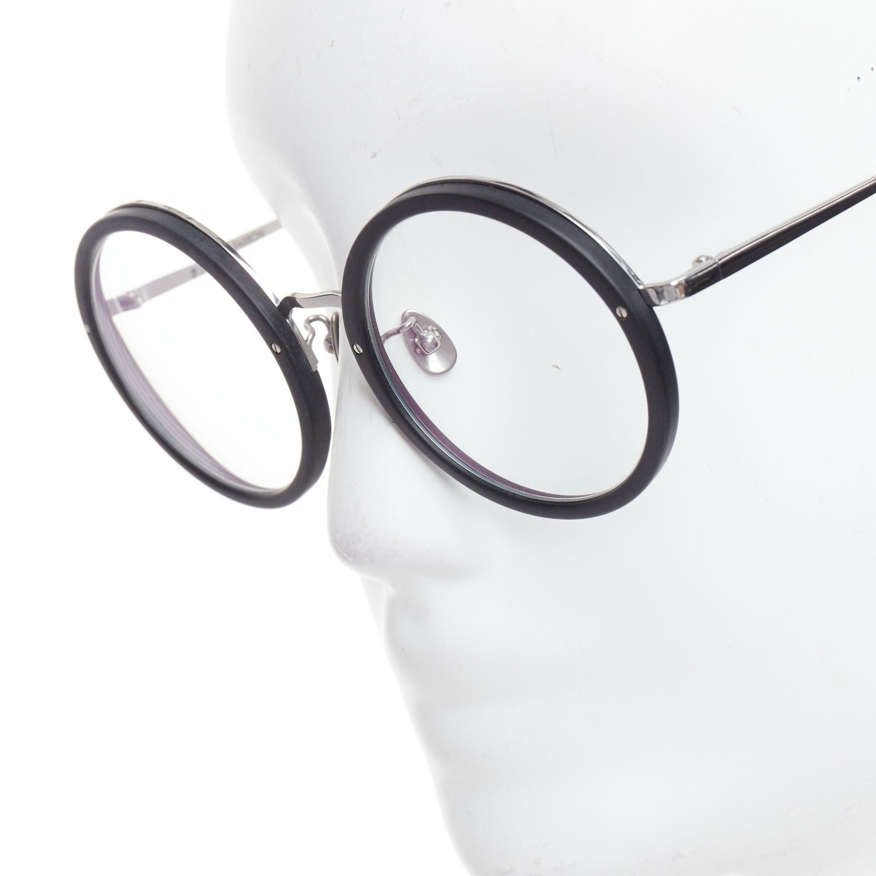 Women's LINDA FARROW LFL239/21 black matte acetate round optical glasses For Sale
