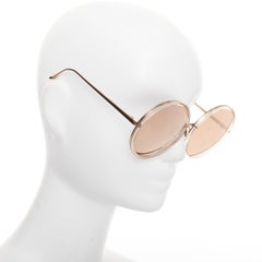 LINDA FARROW LFL4579 rose gold ombre clear frame oversized round sunglasses