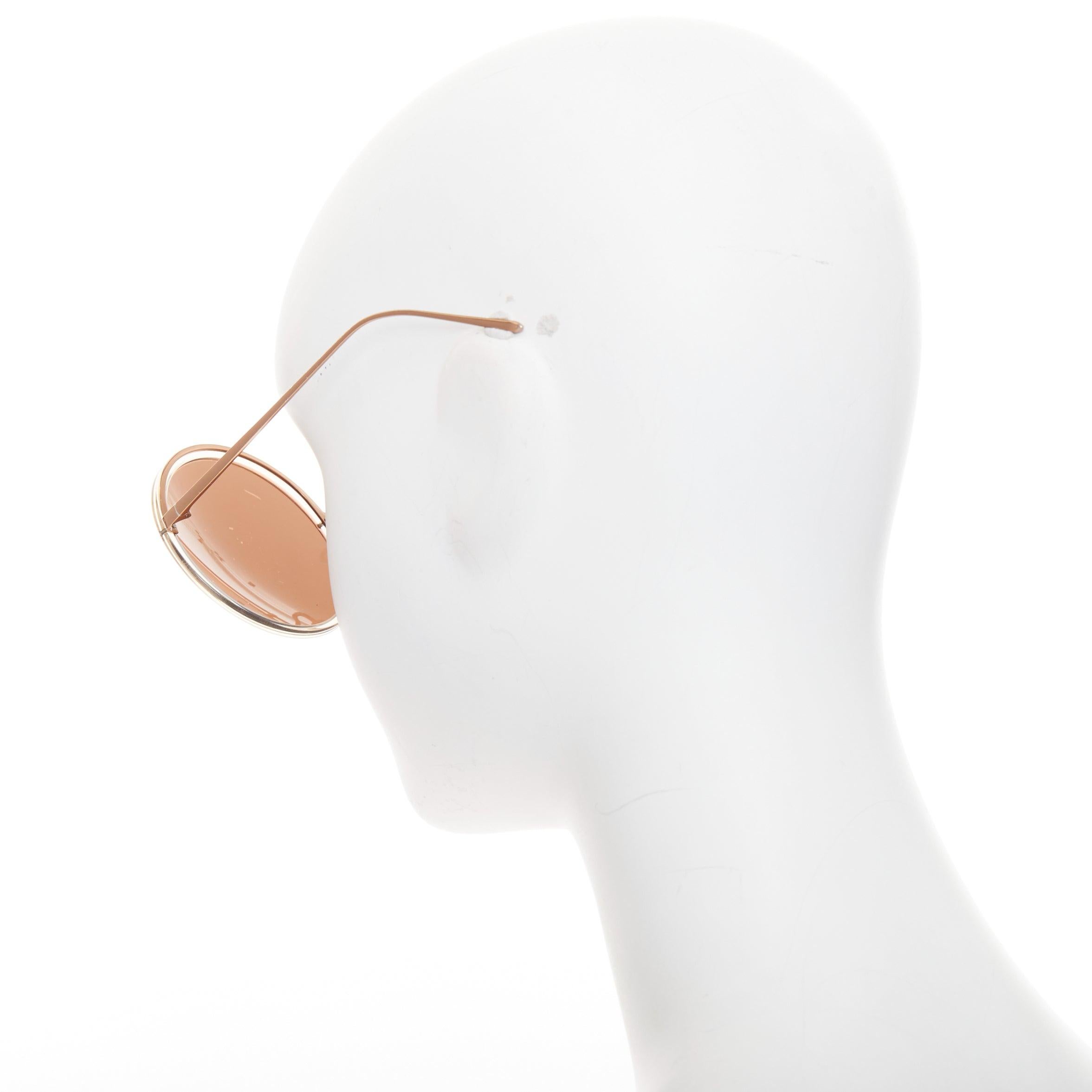 Linda Farrow LFL4579 lunettes de soleil rondes surdimensionnées à monture transparente et ombrée or rose État moyen - En vente à Hong Kong, NT