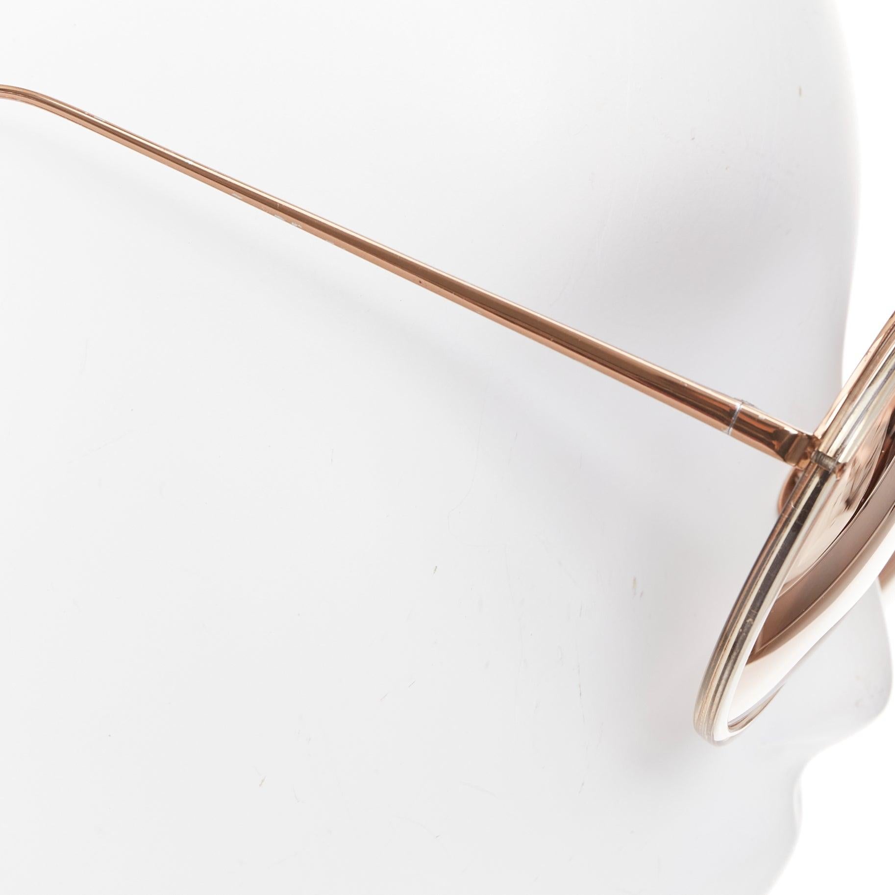 Linda Farrow LFL4579 lunettes de soleil rondes surdimensionnées à monture transparente et ombrée or rose en vente 1
