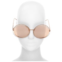LINDA FARROW LFL4579 rose gold ombre clear frame oversized round sunglasses