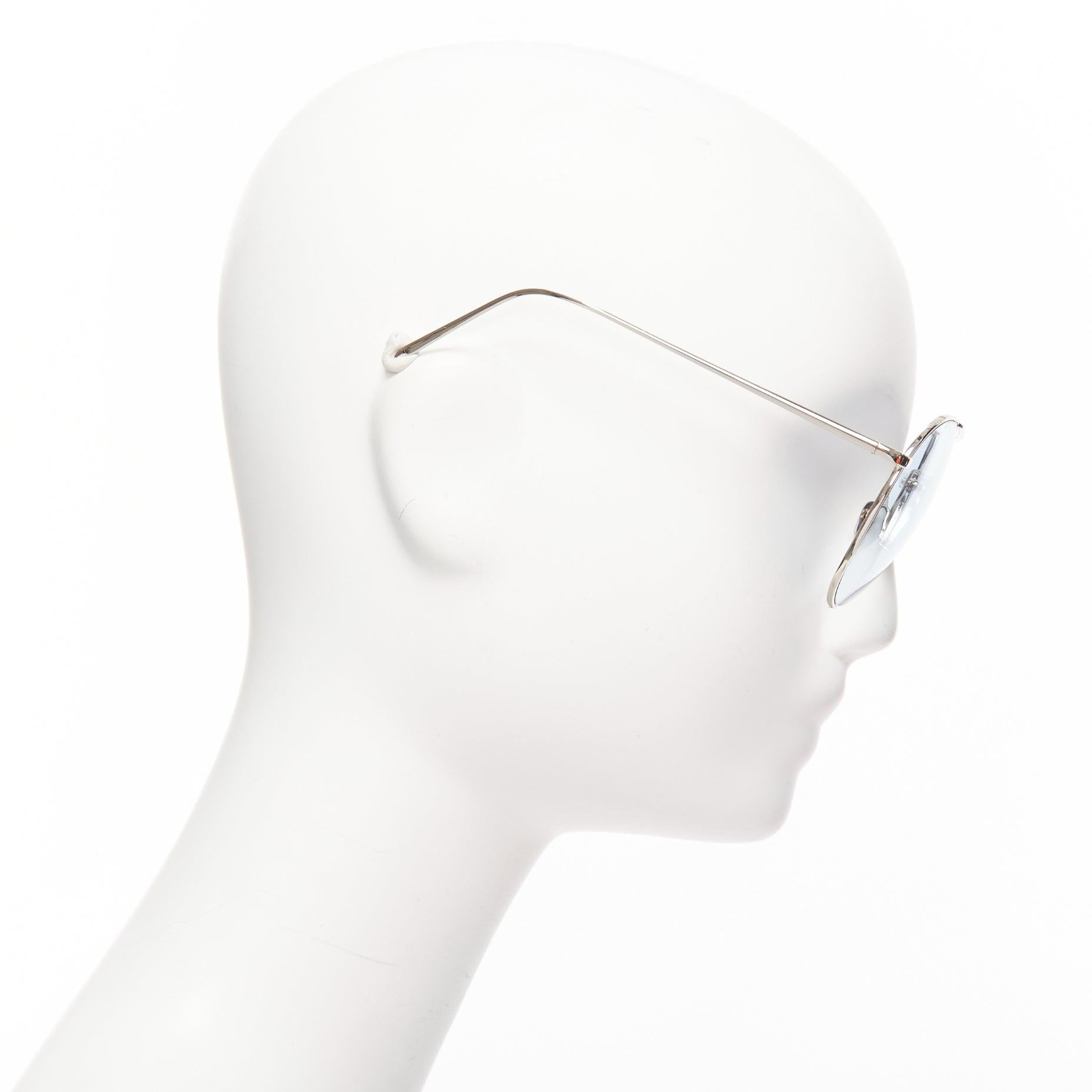 LINDA FARROW LFL624/6 blue lens silver cut out aviator sunglasses In Good Condition For Sale In Hong Kong, NT
