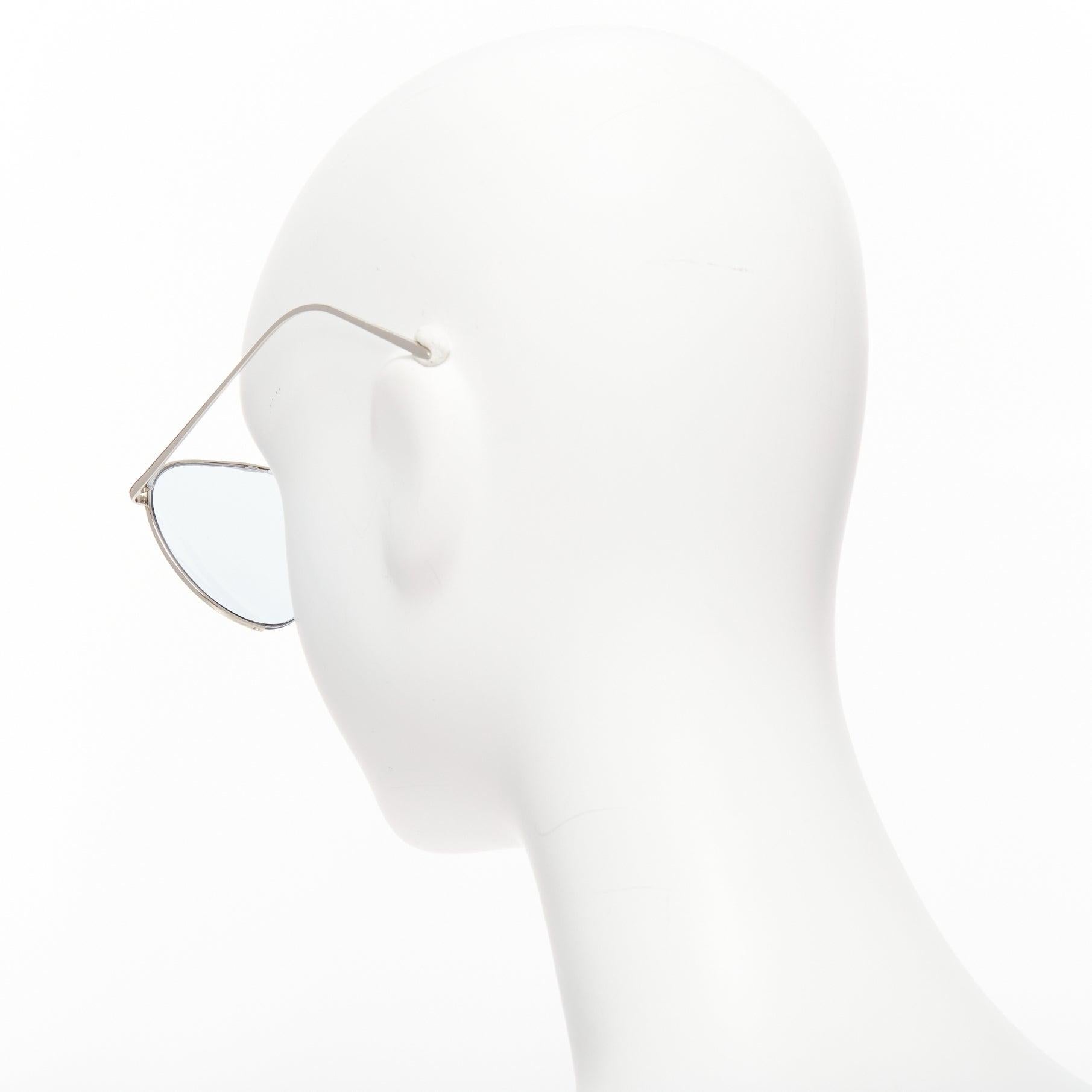 Women's LINDA FARROW LFL624/6 blue lens silver cut out aviator sunglasses For Sale