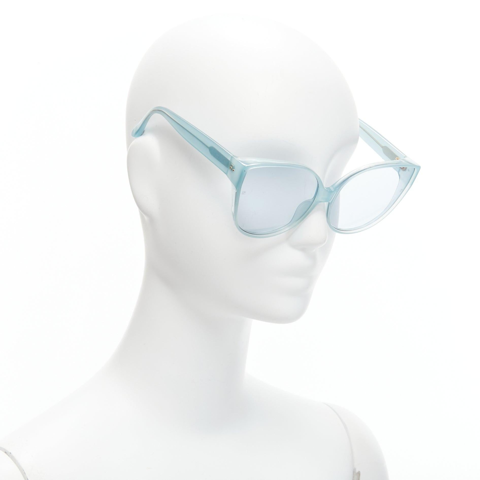 Gray LINDA FARROW LFL656/9 blue acetate clear lens oversized sunglasses For Sale
