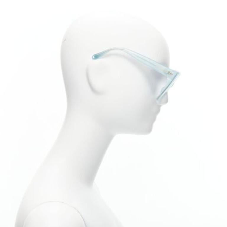 LINDA FARROW LFL656/9 blue acetate clear lens oversized sunglasses In Excellent Condition For Sale In Hong Kong, NT