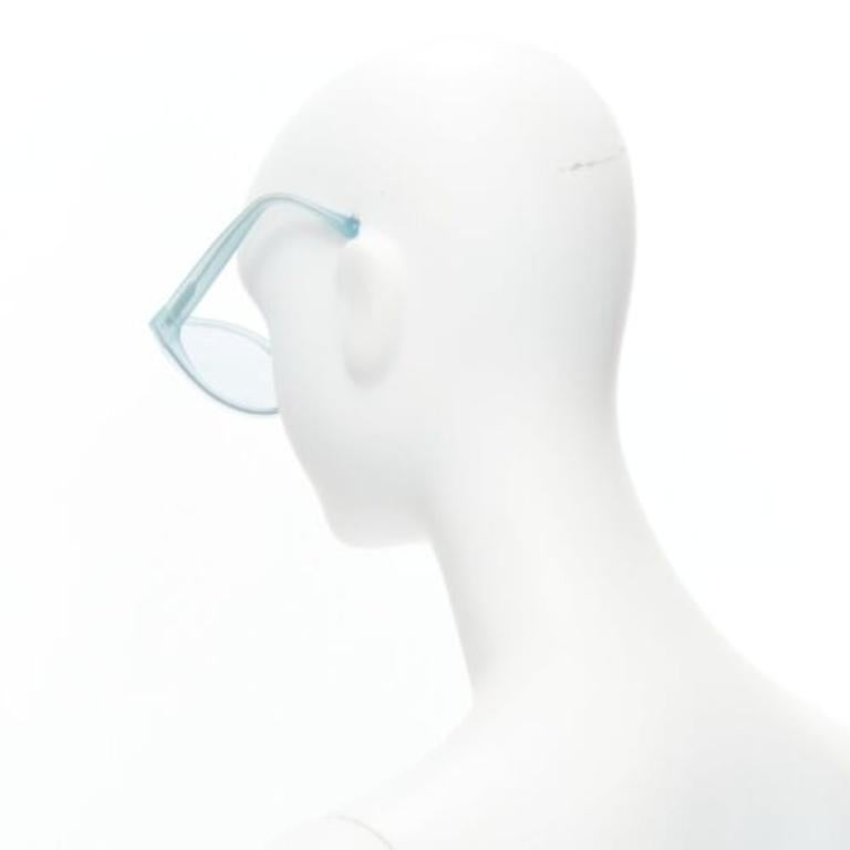 Women's LINDA FARROW LFL656/9 blue acetate clear lens oversized sunglasses For Sale